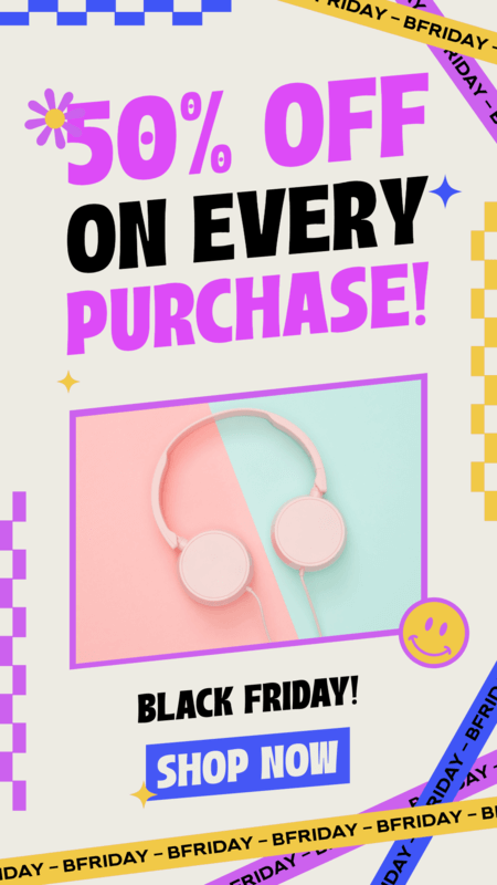 Black Friday Instagram Story Template Featuring A Big Discount As Part Of A Bundle Design
