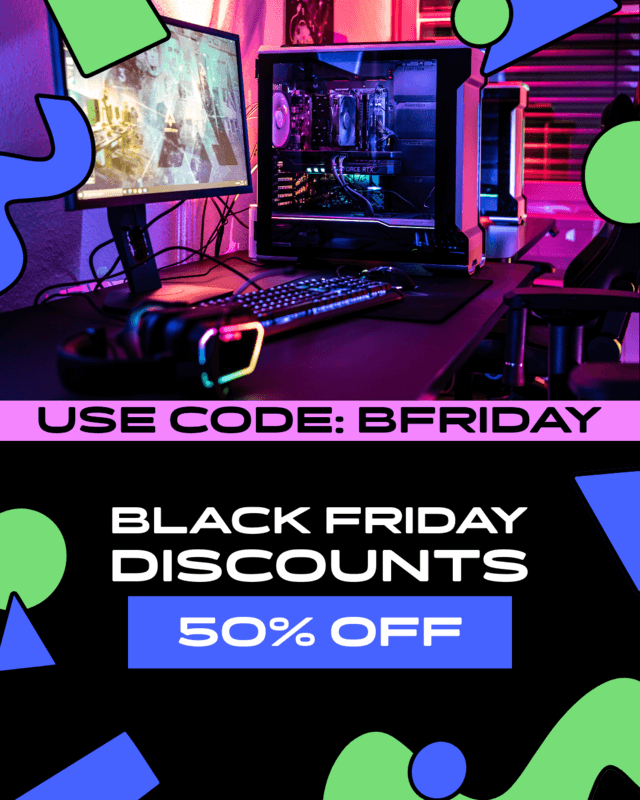 Vibrant Instagram Post Template Promoting Black Friday Discounts For A Tech Store